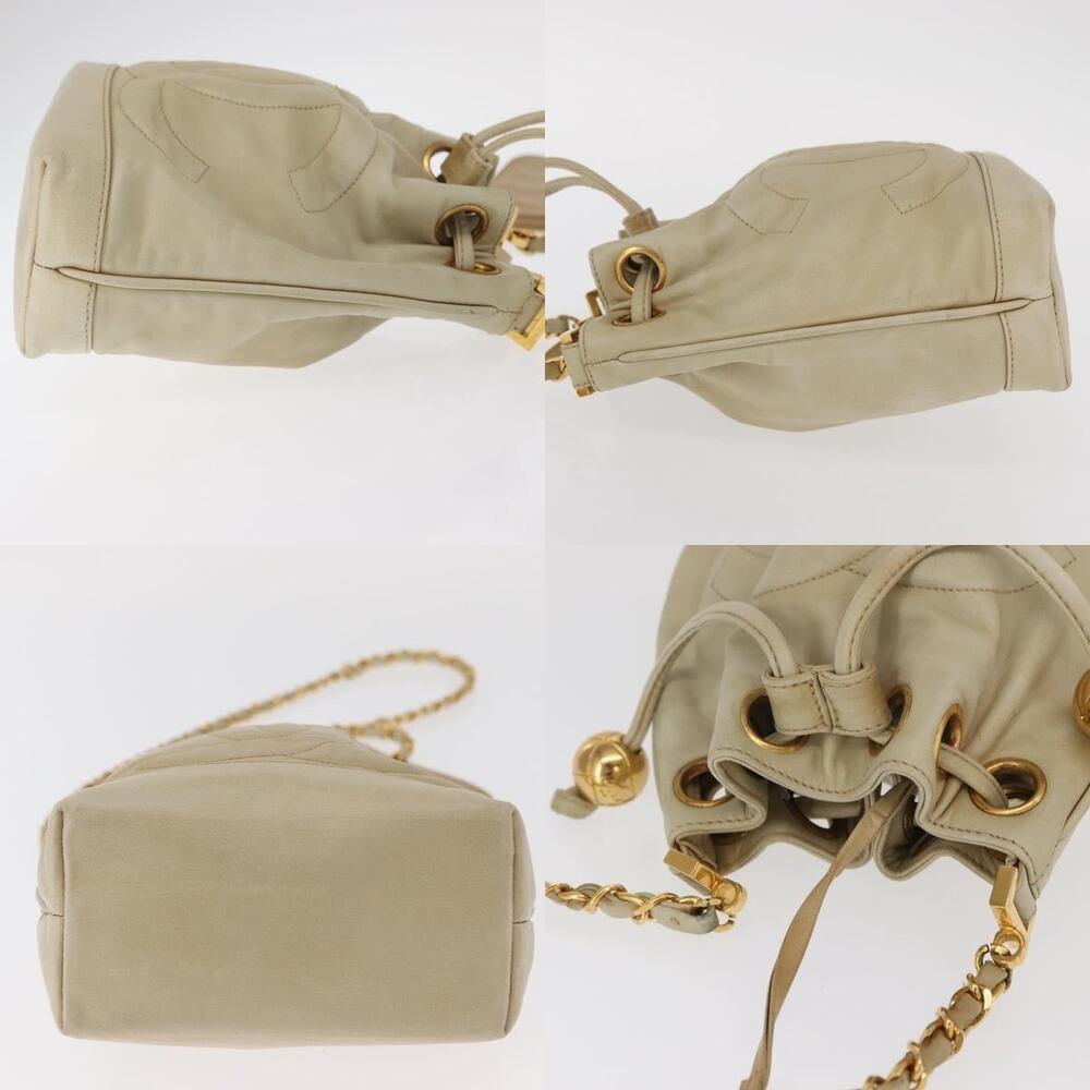 Chanel Chain Shoulder Bag Leather Ivory Gold CC - Picture 3 of 7